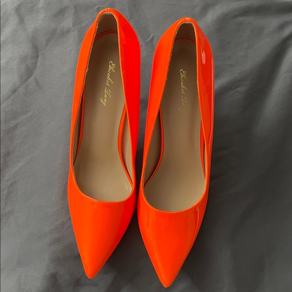 Elegant Pointed Toe Orange Heels